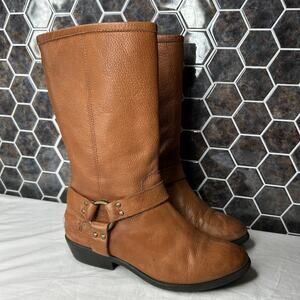 Frye Western Boots YOUTH GIRLS 4 Brown Leather Back Zip Harness Riding